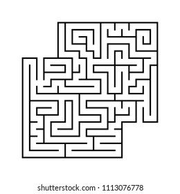 Abstract square maze with entrance and exit. Simple flat vector illustration isolated on white background. With a place for your drawings.