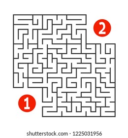 Abstract square maze. Find the way from one to two digits. Game for kids. Puzzle for children. Labyrinth conundrum. Flat vector illustration isolated on white background