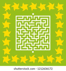 Abstract square maze. Game for kids. Puzzle for children. Cute star. Labyrinth conundrum. Vector illustration.