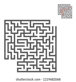 Abstract square maze. Game for kids. Puzzle for children. Labyrinth conundrum. Flat vector illustration. With answer. With place for your image. Find the right path