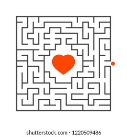 Abstract square maze. Game for kids. Puzzle for children. One entrance, one exit. Labyrinth conundrum. Flat vector illustration isolated on white background. Concept of love