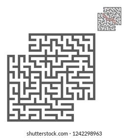 Abstract square maze. Game for kids. Puzzle for children. Labyrinth conundrum. Flat vector illustration. With answer. With place for your image. Find the right path