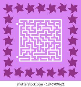 Abstract square maze. Game for kids. Puzzle for children. Cute star. Labyrinth conundrum. Vector illustration.