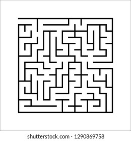 Abstract square maze. Game for kids. Puzzle for children. One entrances, one exit. Labyrinth conundrum. Simple flat vector illustration isolated on white background.