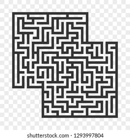 Abstract square maze. Game for kids. Puzzle for children.Labyrinth conundrum. Flat vector illustration isolated on transparent background. With place for your image