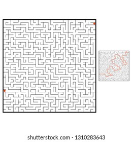 Abstract square maze. Game for kids. Puzzle for children. One entrance, one exit. Labyrinth conundrum. Flat vector illustration isolated on white background. With answer