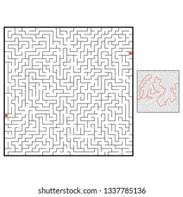 Abstract square maze. Game for kids. Puzzle for children. One entrance, one exit. Labyrinth conundrum. Flat vector illustration isolated on white background. With answer