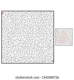 Abstract square maze. Game for kids. Puzzle for children. One entrance, one exit. Labyrinth conundrum. Flat vector illustration isolated on white background. With answer