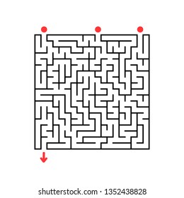 Abstract square maze. Game for kids. Puzzle for children. Labyrinth conundrum. Flat vector illustration isolated on white background