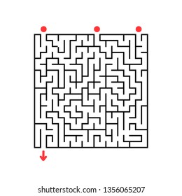 Abstract square maze. Game for kids. Puzzle for children. Labyrinth conundrum. Flat vector illustration isolated on white background