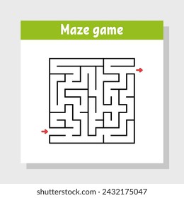 Abstract square maze. Game for kids. Puzzle for children. Labyrinth conundrum. Find the right path. Vector illustration.