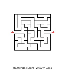 Abstract square maze. Game for kids. Puzzle for children. Labyrinth conundrum. Find the right path. Vector illustration.