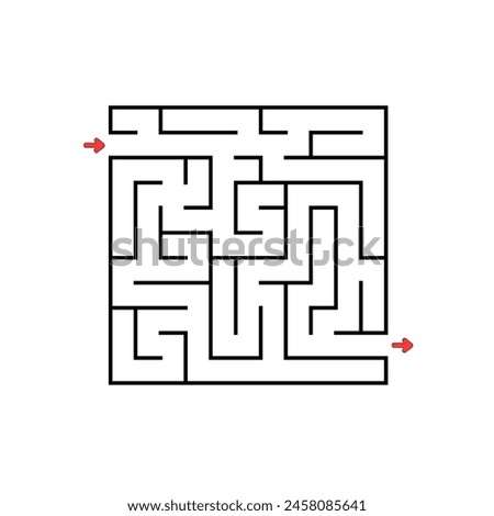 Abstract square maze. Game for kids. Puzzle for children. Labyrinth conundrum. Find the right path. Vector illustration.
