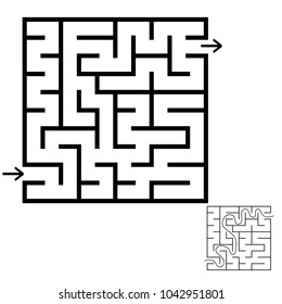 Abstract square maze. An interesting game for children and teenagers. Simple flat vector illustration isolated on white background. With the answer.