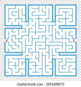 Abstract square maze. An interesting game for teenagers and adults. A simple flat vector illustration isolated on a transparent background.