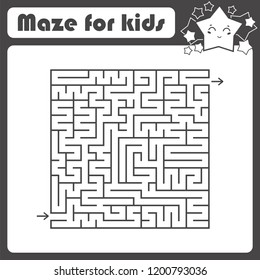 Abstract square maze. An interesting and useful game for children. Simple flat vector illustration isolated on white background
