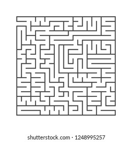 Abstract square maze. An interesting and useful game for children. Simple flat vector illustration isolated on white background