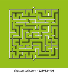 Abstract square maze. An interesting and useful game for kids. Children's puzzle with one entrance and one exit. Labyrinth conundrum. Simple flat vector illustration isolated on color background.