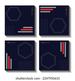 abstract square memphis template with techno concept