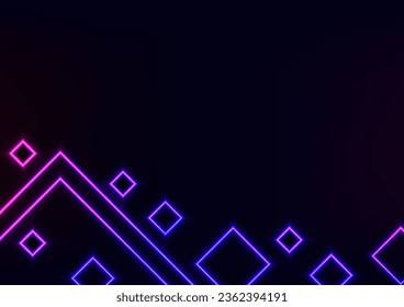 Abstract square minimal digital neon light line laser purple dark presentation background. vector illustration.