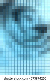 Abstract square mosaic tile blue background for any design, vertical format.