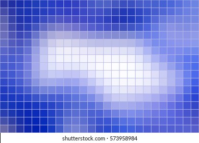 Abstract square mosaic tile blue and white background, horizontal format.