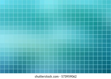 Abstract square mosaic tile blue background, horizontal format.