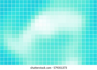 Abstract square mosaic tile blue background, horizontal format.