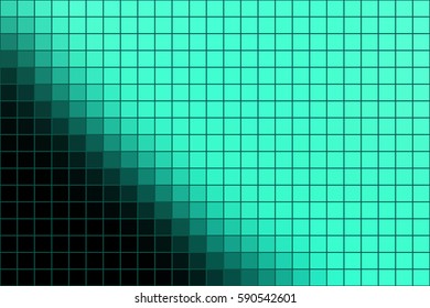 Abstract square mosaic tile green background for any design, horizontal format.