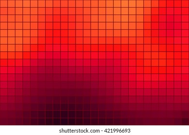 Abstract square mosaic tile orange background for any design, horizontal format.