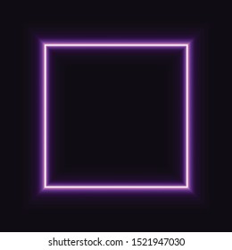 Abstract square neon glowing figure for banner.