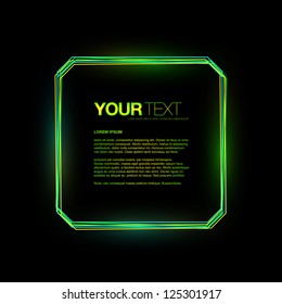 Abstract Square Neon Sign Text Box Vector Background