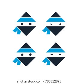Abstract square ninja pack with different expressions
