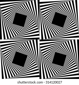 Abstract square optical illusion with black and white
