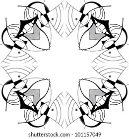 Abstract square ornamental pattern in black and white colors