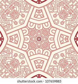 Abstract square ornamental pattern in yellow and red colors