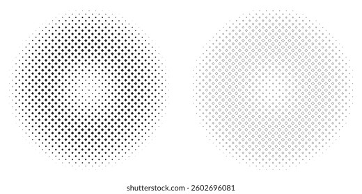 Abstract Square  and Outline Halftone Circle Pattern with Graduated Density