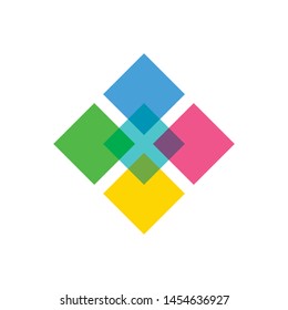 Abstract square overlaping logo template vector. Creative and Colorful logo. Technology logo. Design studio logo. etc