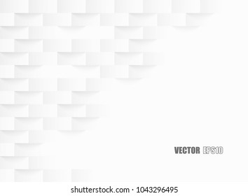 Abstract square paper geometric texture. white Background ,light and shadow .Vector
