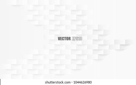 Abstract square paper geometric texture. white Background ,light and shadow .Vector
