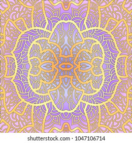 Abstract square pattern with asian motifs in oriental style. Colorful Vector illustration hand drawn. Line art design of fashion ,textile, invitation card. Tile.