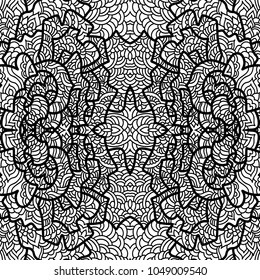 Abstract square pattern with asian motifs in oriental style.Black and white vector illustration hand drawn. Line art design of fashion ,textile, invitation card. Tile.