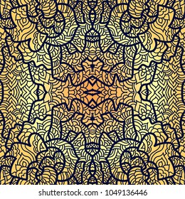 Abstract square pattern with asian motifs in oriental style. Vector illustration hand drawn. Line art design of fashion ,textile, invitation card. Tile.