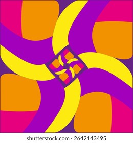 Abstract square pattern. Bold color swirls. Symmetrical bright shape. Vector mosaic figure.