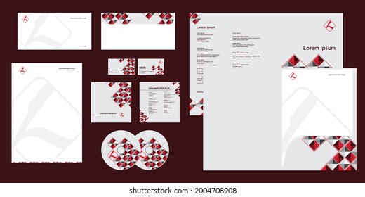 Abstract Square Pattern Modern Corporate Business Identity Stationary