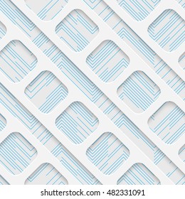 Abstract Square Pattern. Seamless Geometric Background. Vector White and Blue Wallpaper