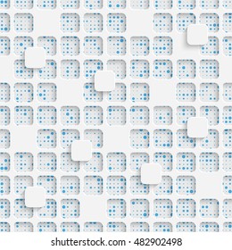 Resumen de patrón cuadrado. Fondo Geométrico Sin Marea. Papel de escritorio blanco y azul para vectores