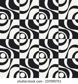 Abstract Square Pattern. Vector Seamless Monochrome Background. Regular Checkered Texture