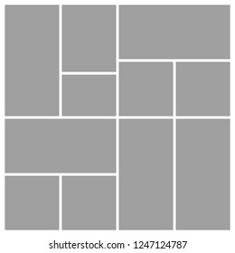 Abstract square photo grey collage Frames on white background. Vector illustration eps 10.