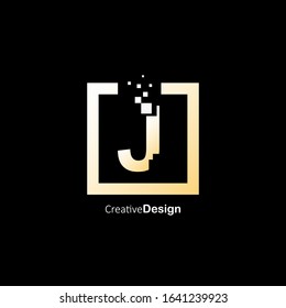 Abstract Square Pixel Initial Letter J Logo Design Template